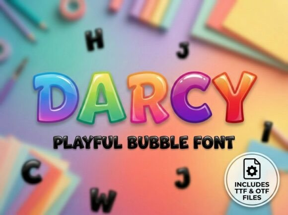 Darcy: The High-Energy Bubble Font for Playful Branding